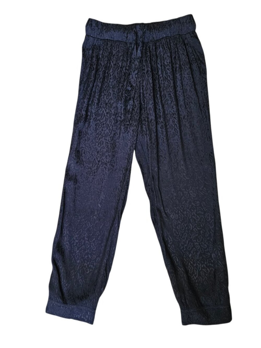 Nation LTD Fremont Cheetah Crop Jogger Pant Women's XS Navy Drawstring Pockets